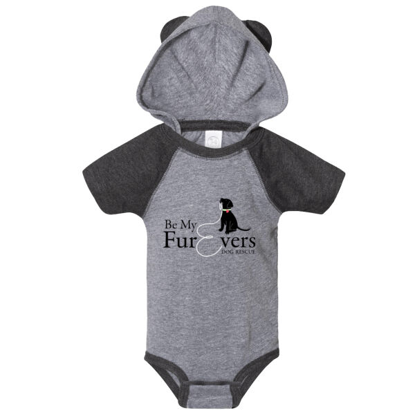 Rabbit Skins - Fine Jersey Infant Short Sleeve Raglan Bodysuit with Hood & Ears - Printed Logo Thumbnail